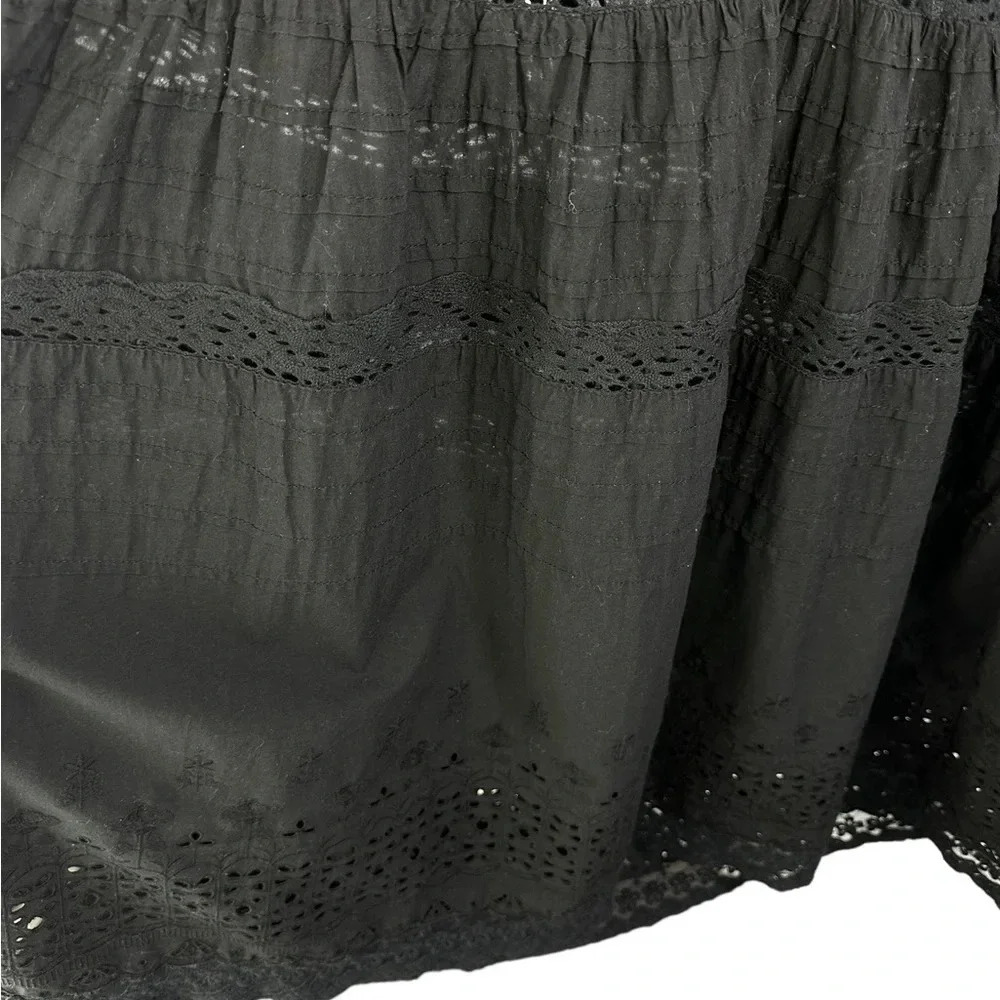 Free People 100% Cotton Black This is‎ It Slip Midi Dress size Medium Whimsigoth - Picture 7 of 10
